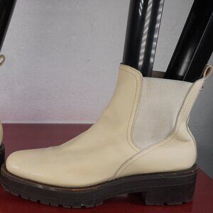 Women's Sam Edelman Ivory White Ankle High Fashion Chelsea Boots Booties 6